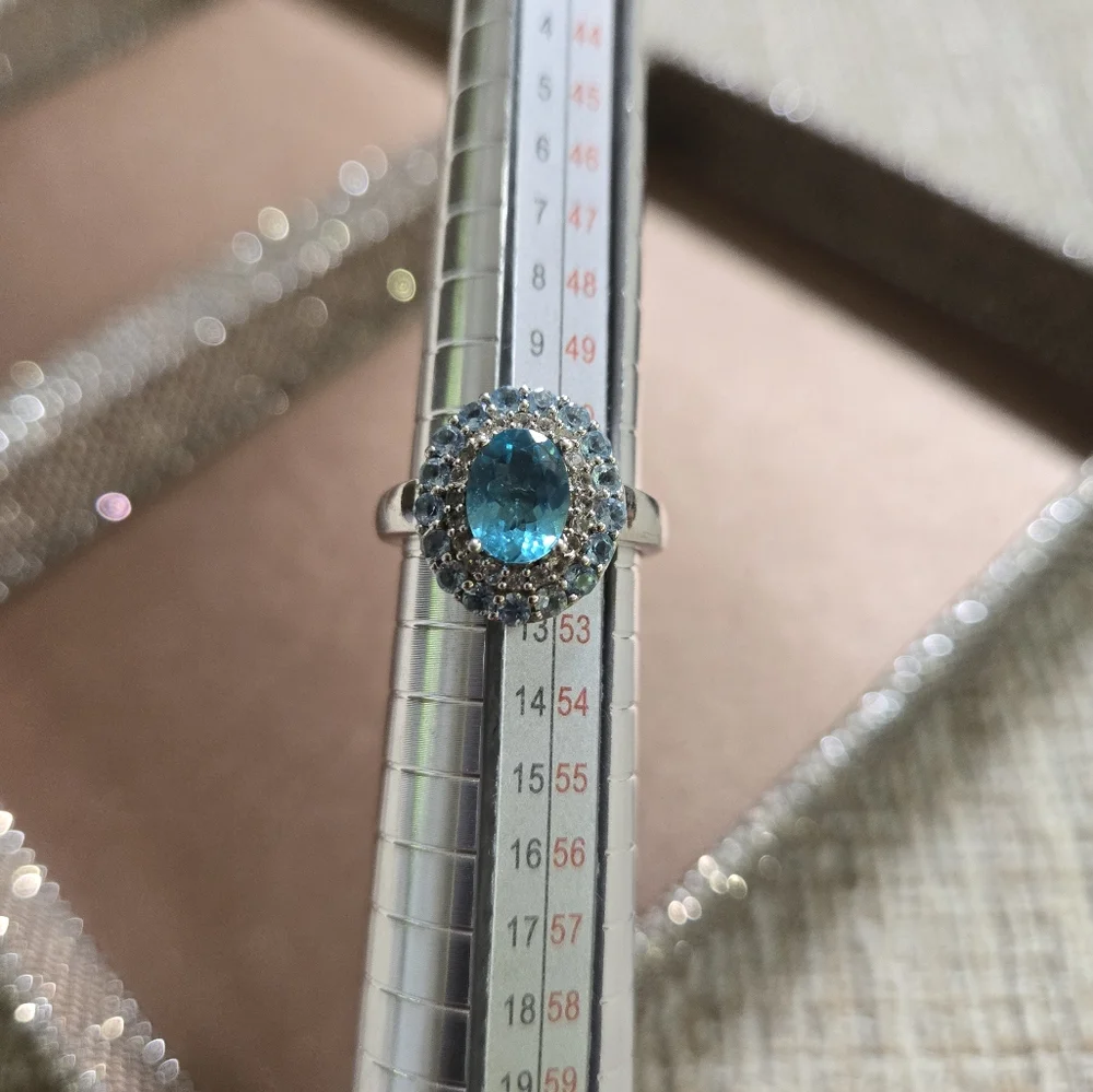 Sterling Silver Blue Topaz Aquamarine Ring